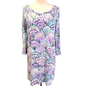 Rare Lilly Pulitzer Linden Dress Serene Blue Oh Shello XL EUC